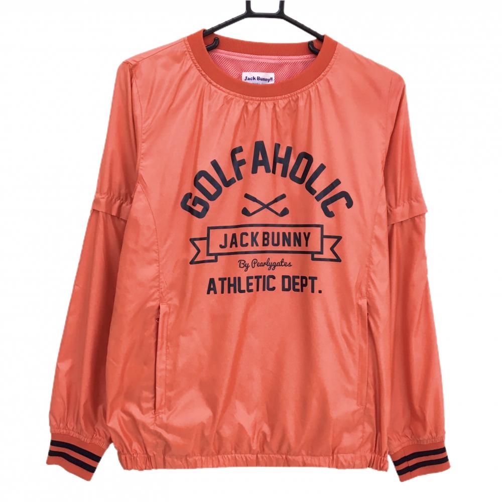 【美品】ジャックバニー 2WAYスニード オレンジ 裏地メッシュ 袖着脱可  レディース 1(M) ゴルフウェア Jack Bunny