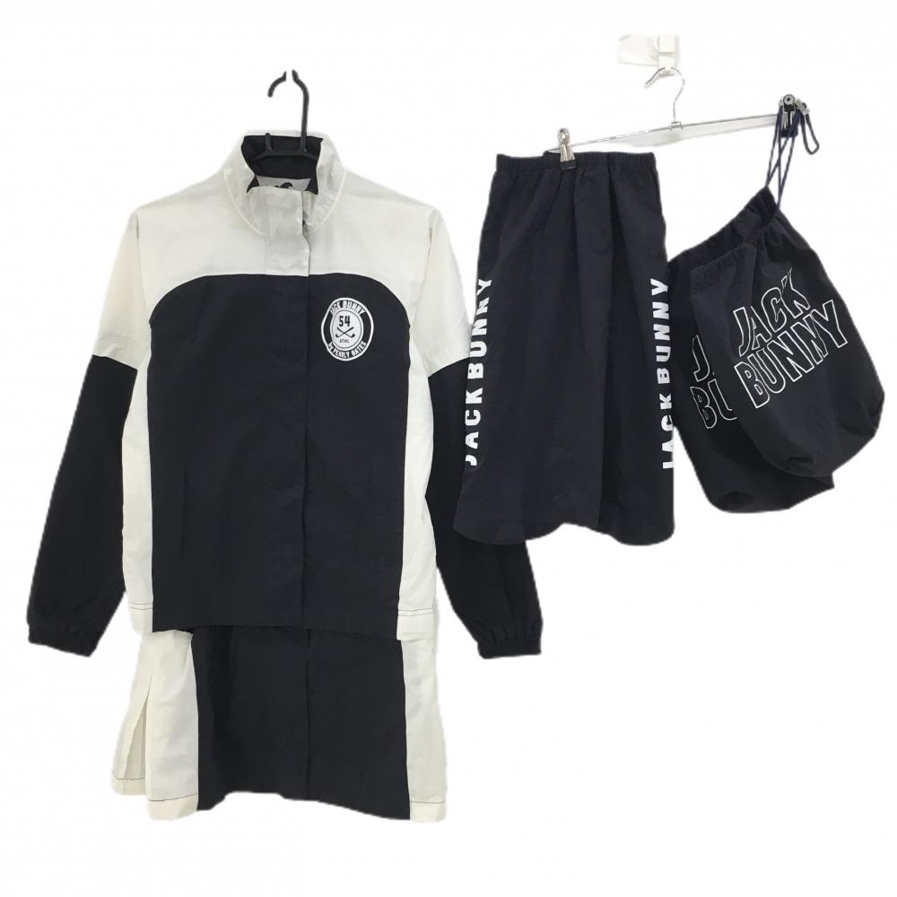【美品】ジャックバニー レインウェア(4WAYワンピース×レッグカバー) ネイビー×白 レディース 0(S) ゴルフウェア Jack Bunny