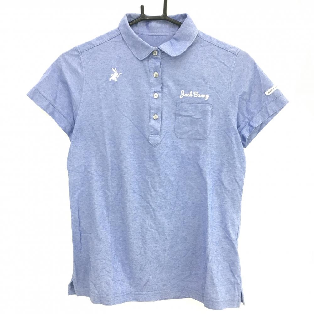 【超美品】ジャックバニー 半袖ポロシャツ ブルー 胸ポケット 日本製 レディース 1 ゴルフウェア Jack Bunny