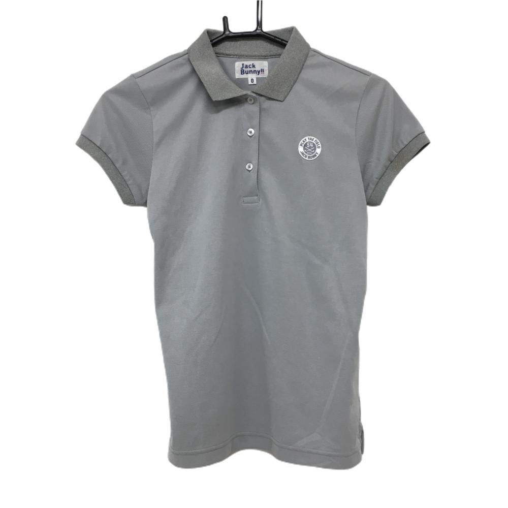 ジャックバニー 半袖ポロシャツ グレー 織生地 ロゴワッペン レディース 0(S) ゴルフウェア Jack Bunny