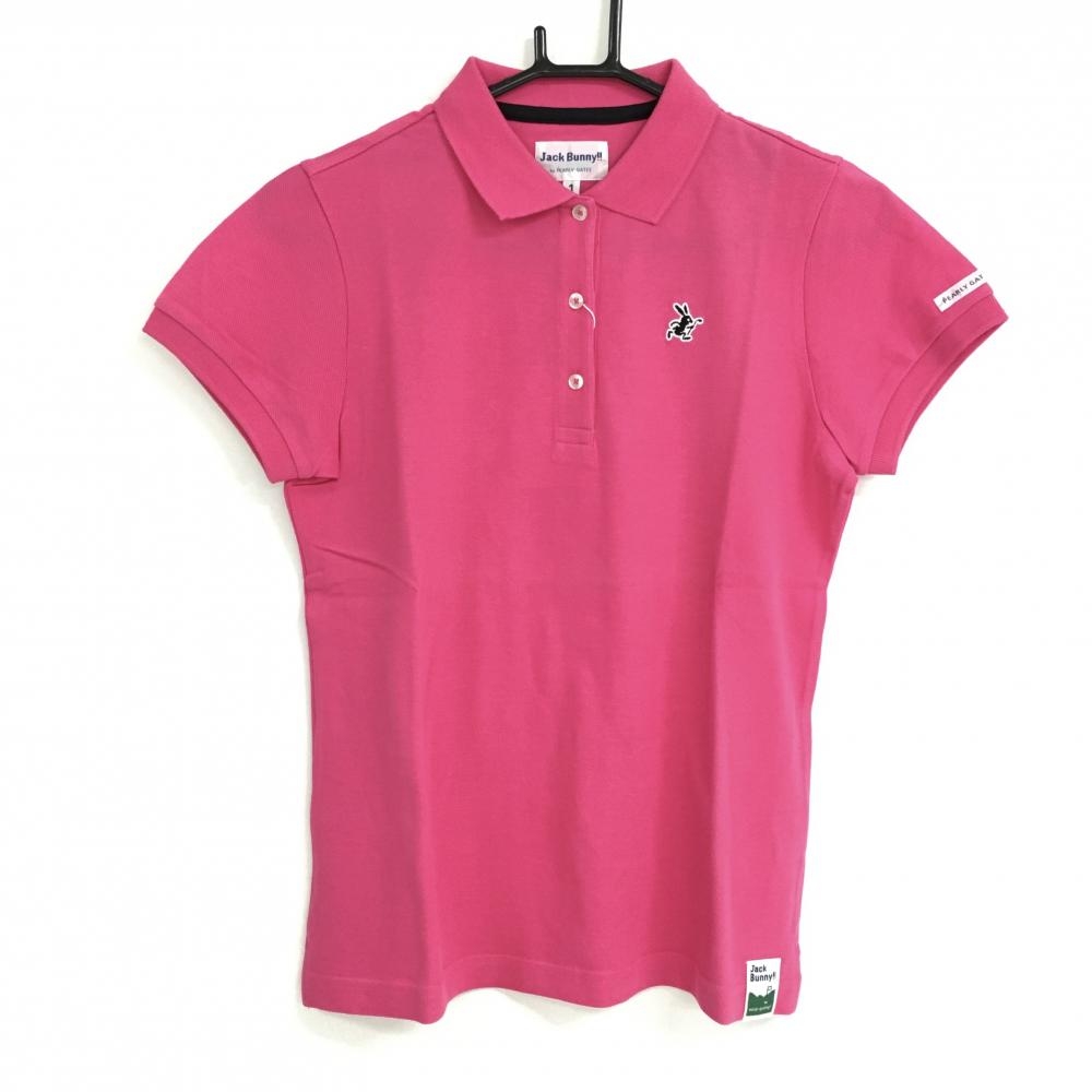【新品】ジャックバニー 半袖ポロシャツ ピンク シンプル ラビット レディース 1(M) ゴルフウェア Jack Bunny 画像