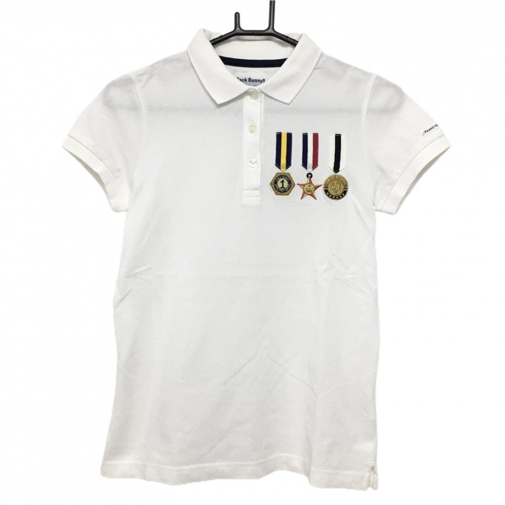 ジャックバニー 半袖ポロシャツ 白 勲章  レディース 1(M) ゴルフウェア Jack Bunny