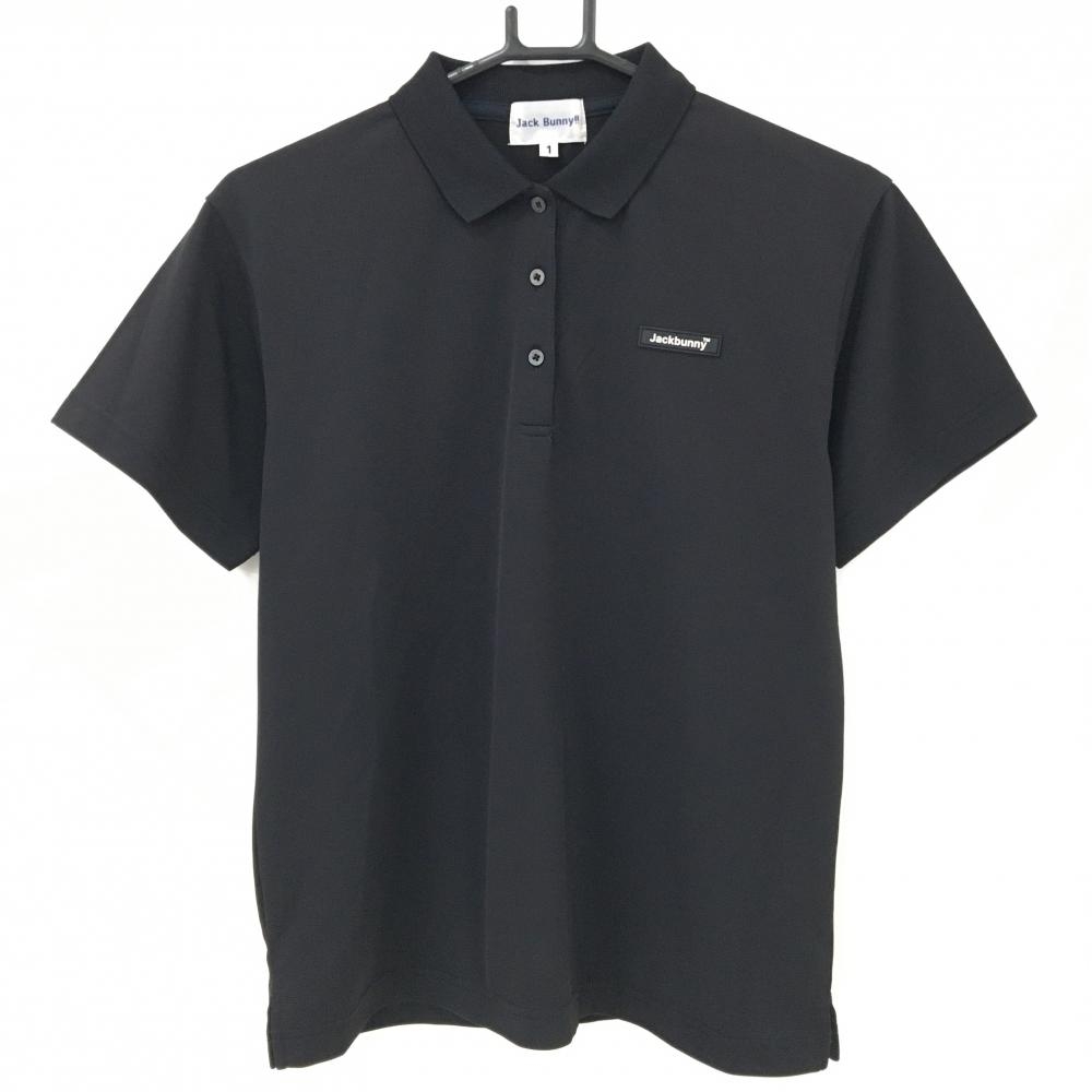 【超美品】ジャックバニー 半袖ポロシャツ 黒×白 バックロゴプリント レディース 1(M) ゴルフウェア 2025年モデル Jack Bunny