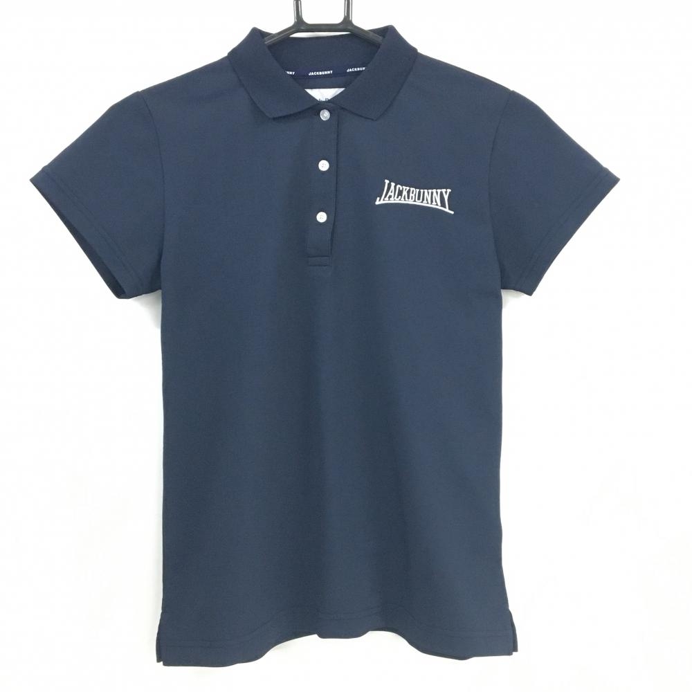 ジャックバニー 半袖ポロシャツ ネイビー ロゴ刺しゅう  レディース 0(S) ゴルフウェア Jack Bunny