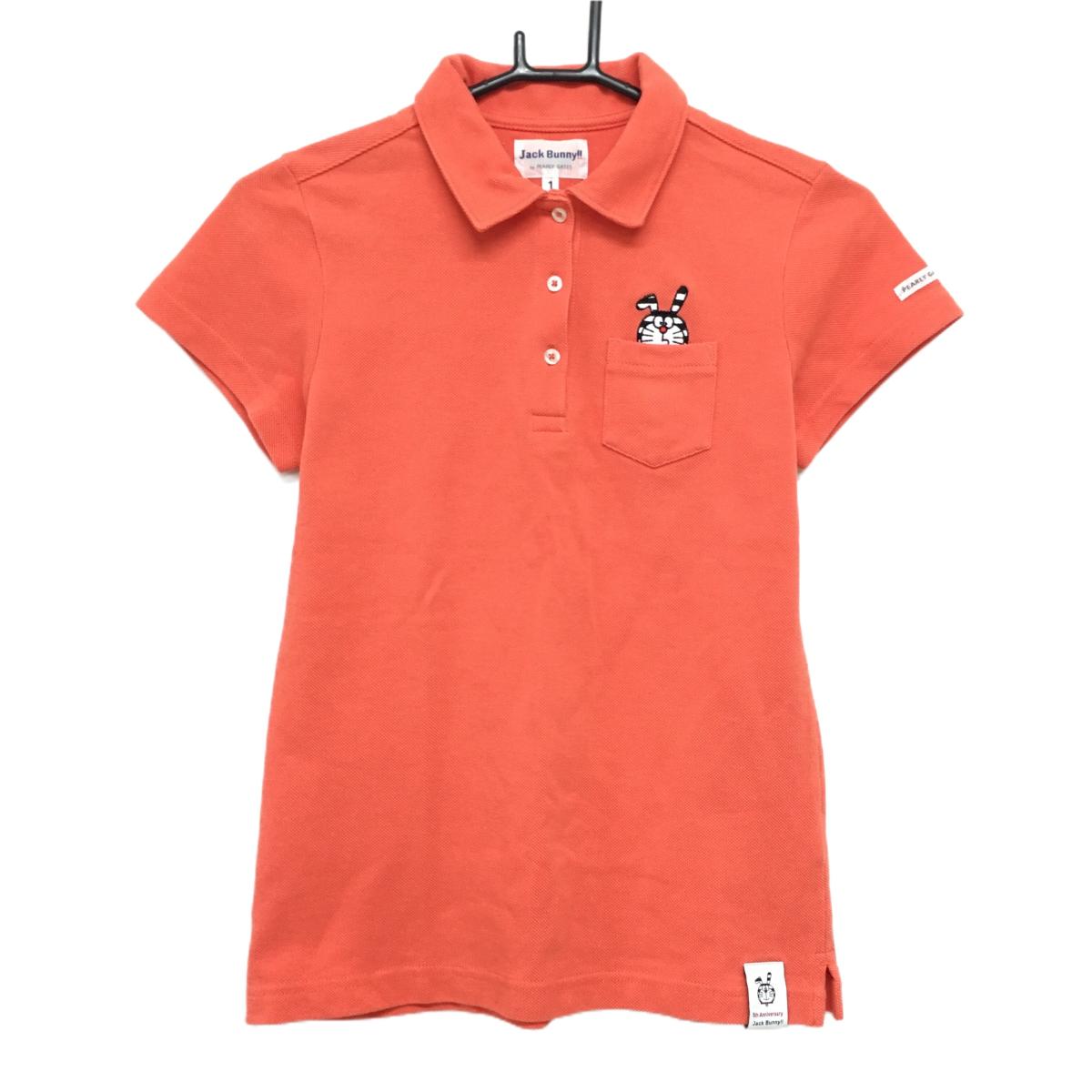 【超美品】ジャックバニー×ドラえもん 半袖ポロシャツ オレンジ系 うさ耳ドラえもん  レディース 1(M) ゴルフウェア Jack Bunny