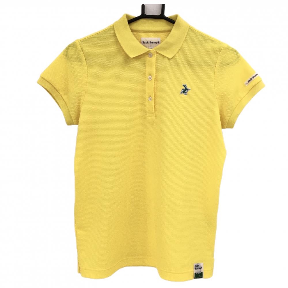 【美品】ジャックバニー 半袖ポロシャツ イエロー ラビットワッペン  レディース 1(M) ゴルフウェア Jack Bunny