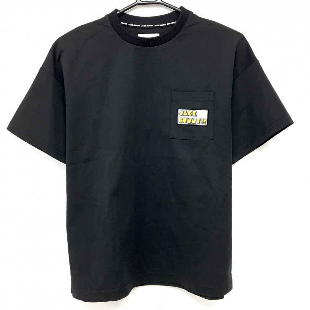 【超美品】ジャックバニー×PAC-MAN Tシャツ 黒 胸ポケット  レディース 2(L) ゴルフウェア Jack Bunny
