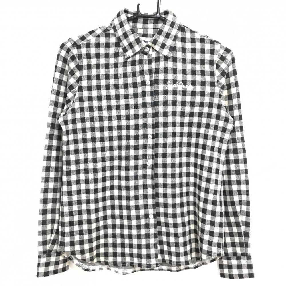 ジャックバニー 長袖シャツ 白×黒 チェック 厚手 ボタンダウン  レディース 0(S) ゴルフウェア Jack Bunny