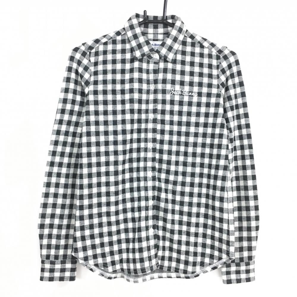 【新品】ジャックバニー 長袖シャツ 黒×白 チェック 起毛素材 レディース 0(S) ゴルフウェア Jack Bunny