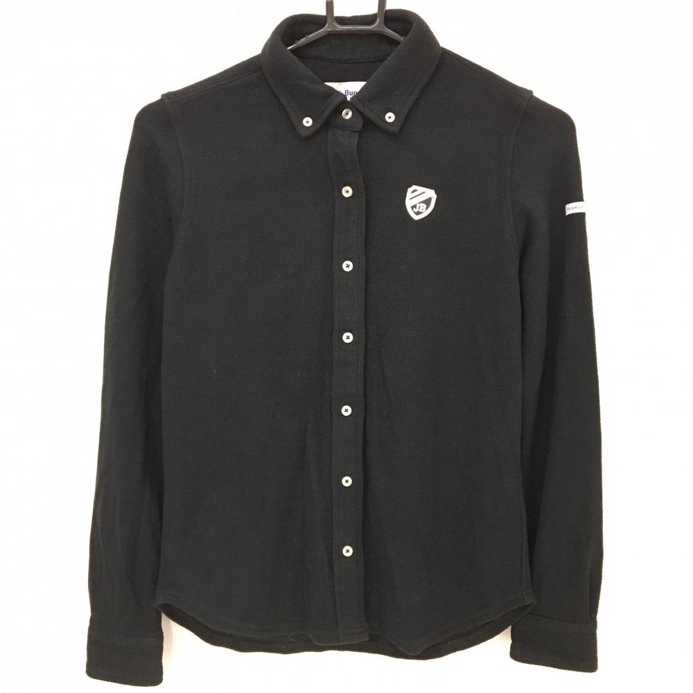 ジャックバニー 長袖シャツ 黒 織生地 ボタンダウン 微起毛素材  レディース 0(S) ゴルフウェア Jack Bunny