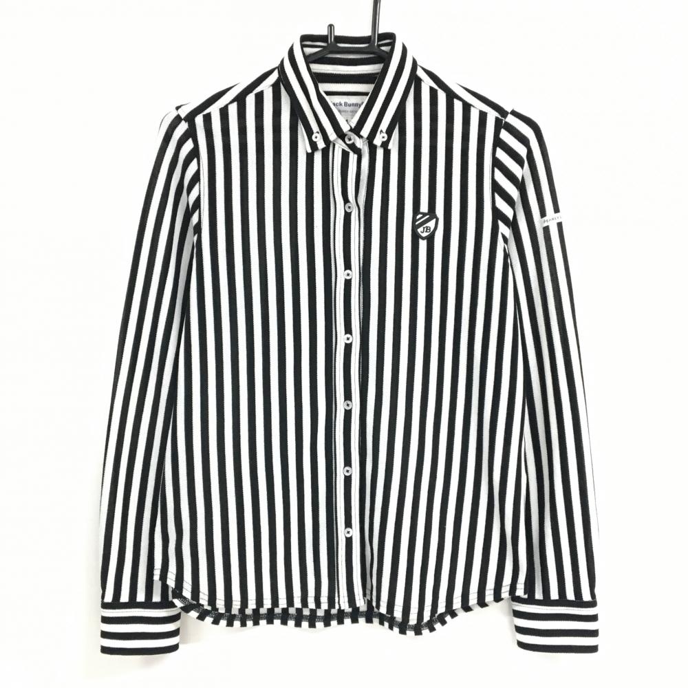 ジャックバニー 長袖シャツ 白×黒 ストライプ ボタンダウン レディース 1(M) ゴルフウェア Jack Bunny