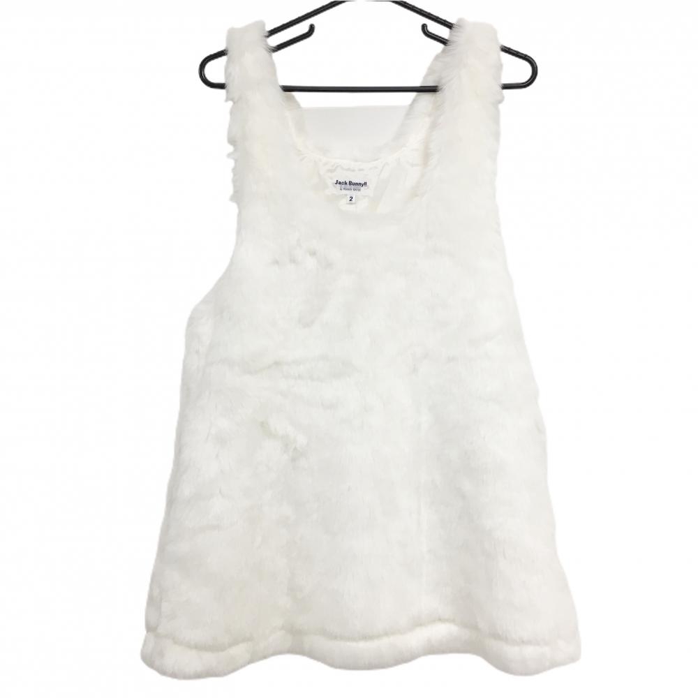 ジャックバニー ノースリーブワンピース 白 フェイクファー 裏地付 レディース 2(L) ゴルフウェア Jack Bunny