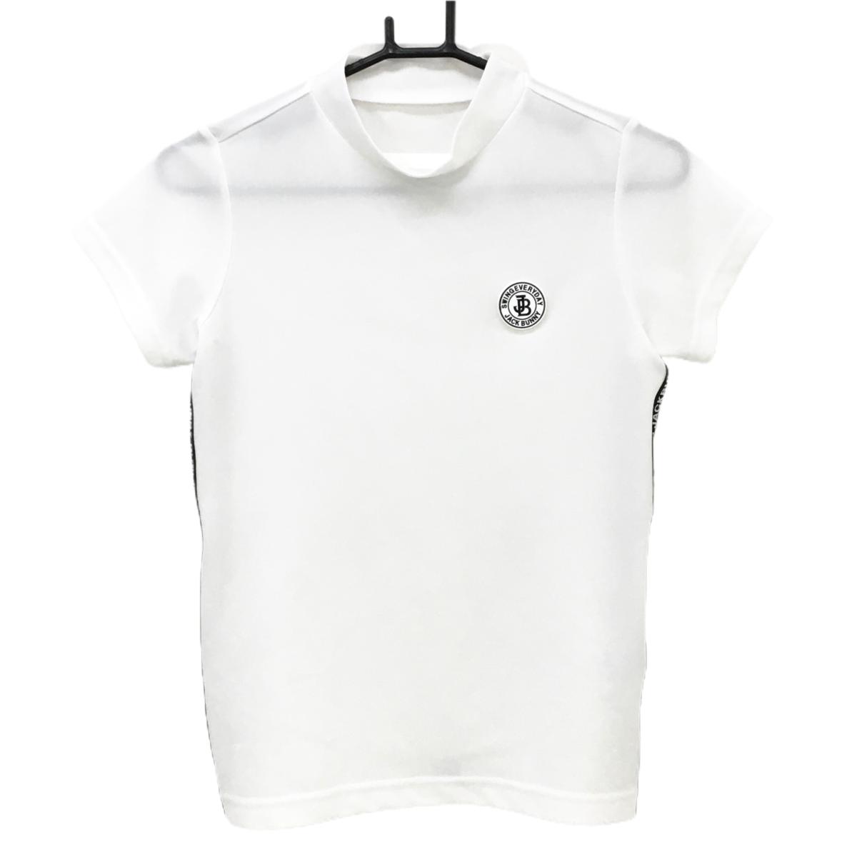 【超美品】ジャックバニー 半袖ハイネックシャツ 白 サイドロゴ シリコンワッペン レディース 0(S) ゴルフウェア Jack Bunny