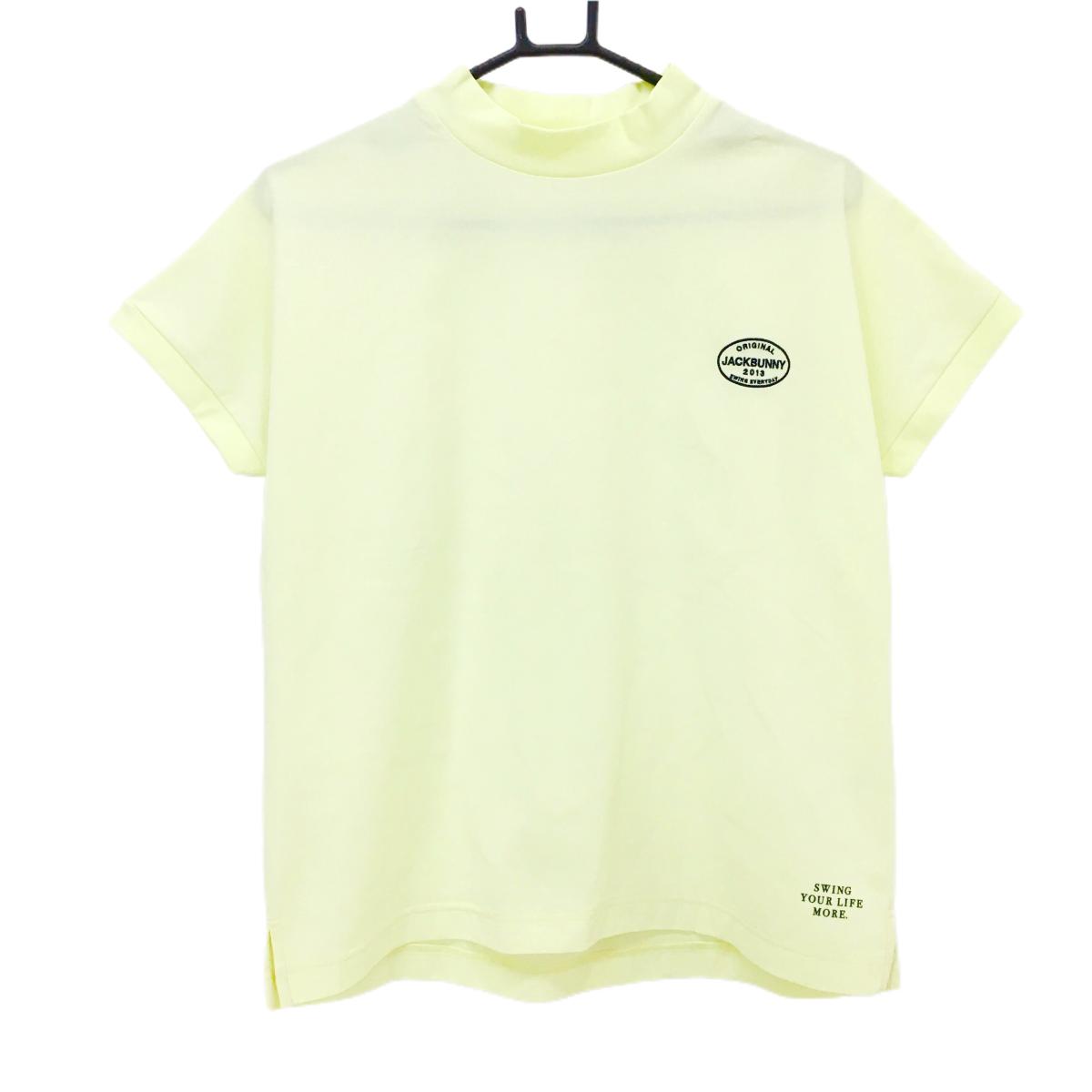【超美品】ジャックバニー 半袖ハイネックシャツ ライトイエロー フレンチスリーブ レディース 2(L) ゴルフウェア 2025年モデル Jack Bunny