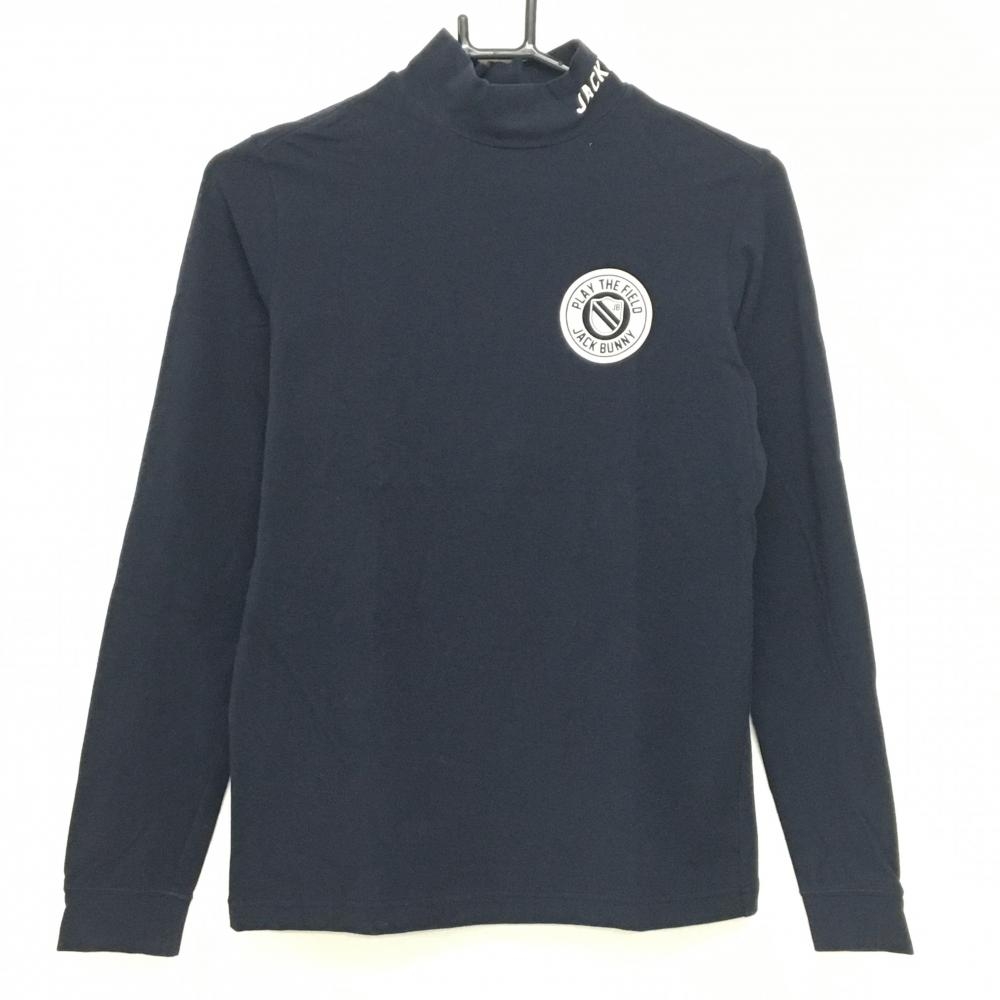 ジャックバニー 長袖ハイネックシャツ ネイビー×白 ロゴ レディース 1(M) ゴルフウェア Jack Bunny