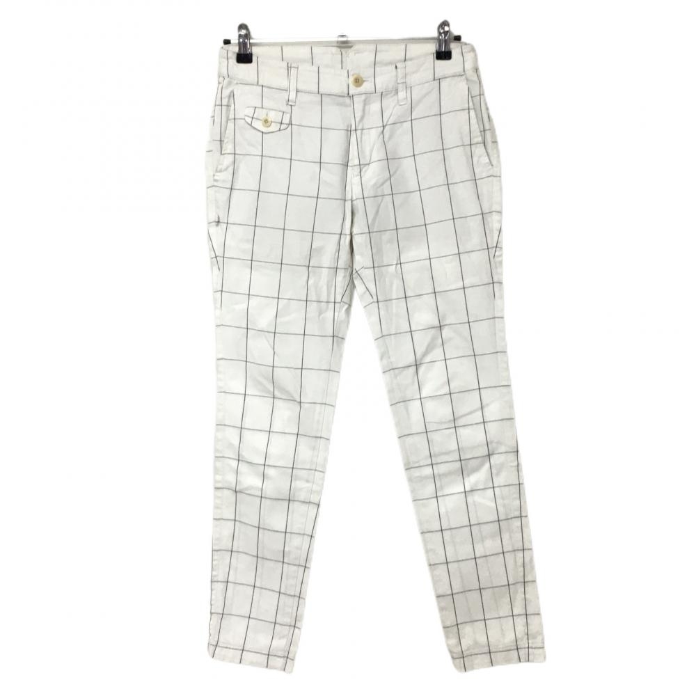 ジャックバニー パンツ 白×黒 格子柄 バックロゴ アジャスター  レディース 1(M) ゴルフウェア Jack Bunny