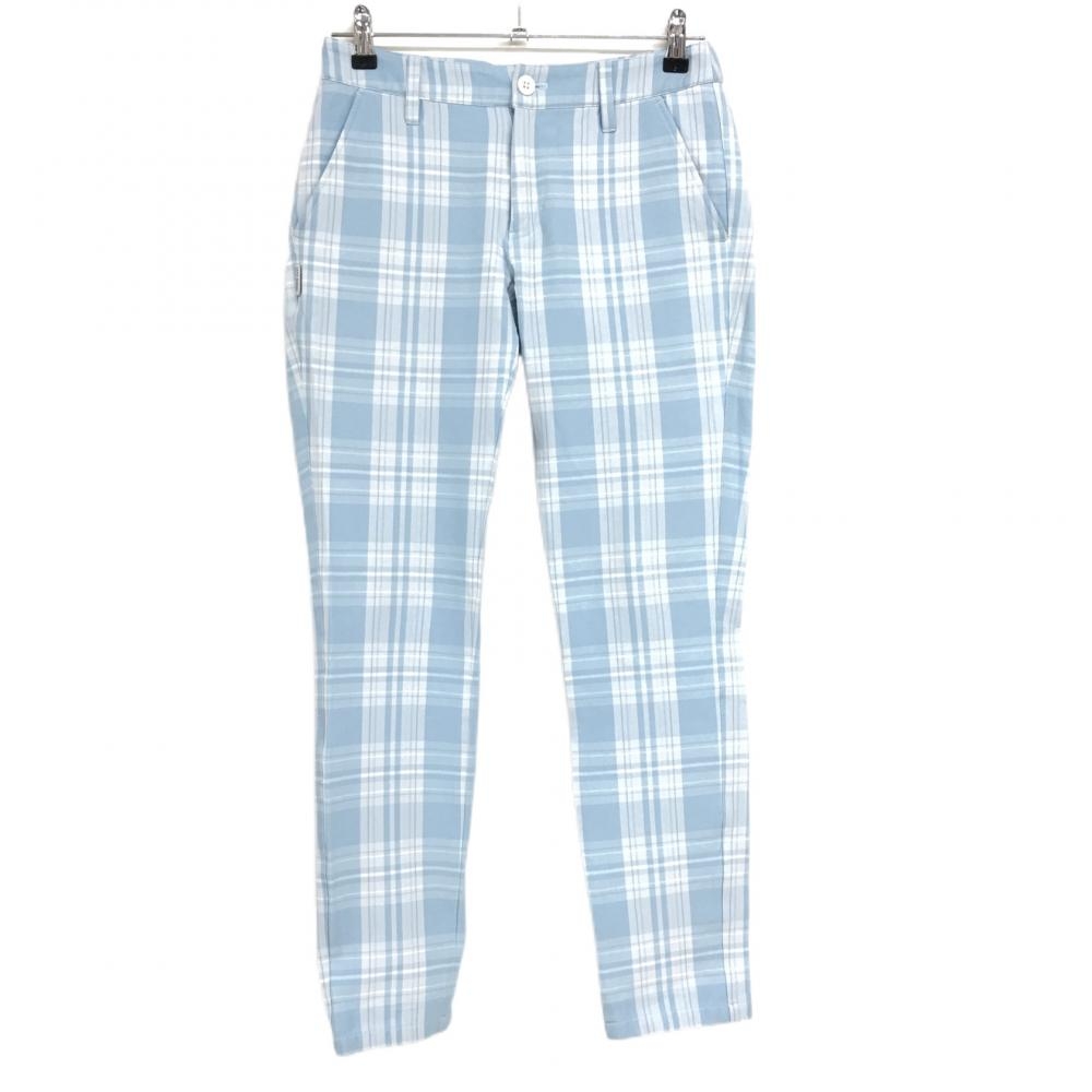 ジャックバニー パンツ ライトブルー×白 チェック柄 バックロゴ  レディース 1(M) ゴルフウェア Jack Bunny