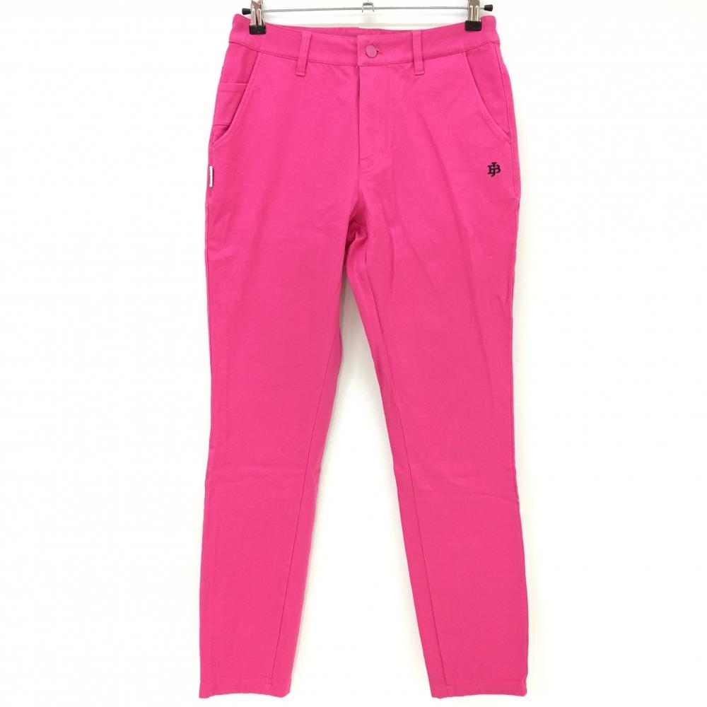 【美品】ジャックバニー ストレッチパンツ ピンク シンプル 背面ロゴ レディース 2(L) ゴルフウェア 2024年モデル Jack Bunny
