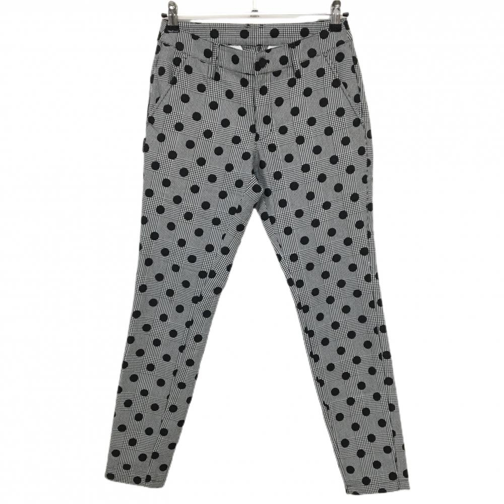 【美品】ジャックバニー パンツ 白×黒 グレンチェック ドット レディース 1(M) ゴルフウェア Jack Bunny