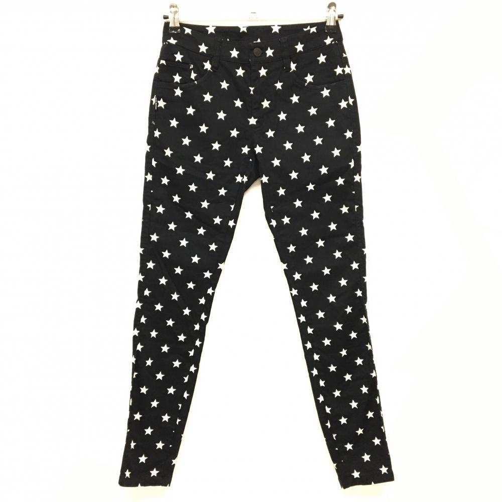 【美品】ジャックバニー パンツ 黒×白 星柄 スター レディース 0(S) ゴルフウェア Jack Bunny