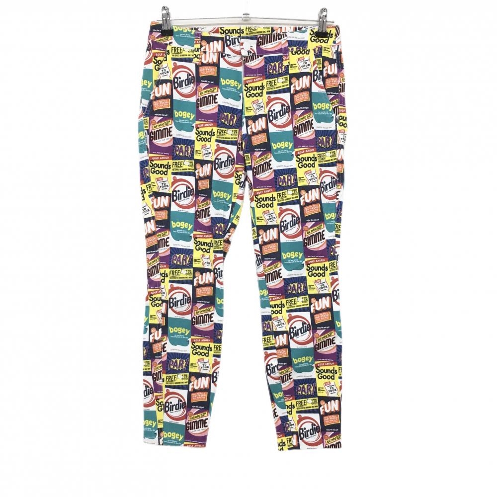 【美品】ジャックバニー パンツ マルチカラー 総柄 ストレッチ レディース 1(M) ゴルフウェア Jack Bunny