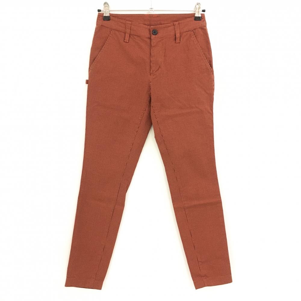 【美品】ジャックバニー パンツ オレンジ×黒 千鳥格子柄 バックロゴ レディース 0(S) ゴルフウェア Jack Bunny