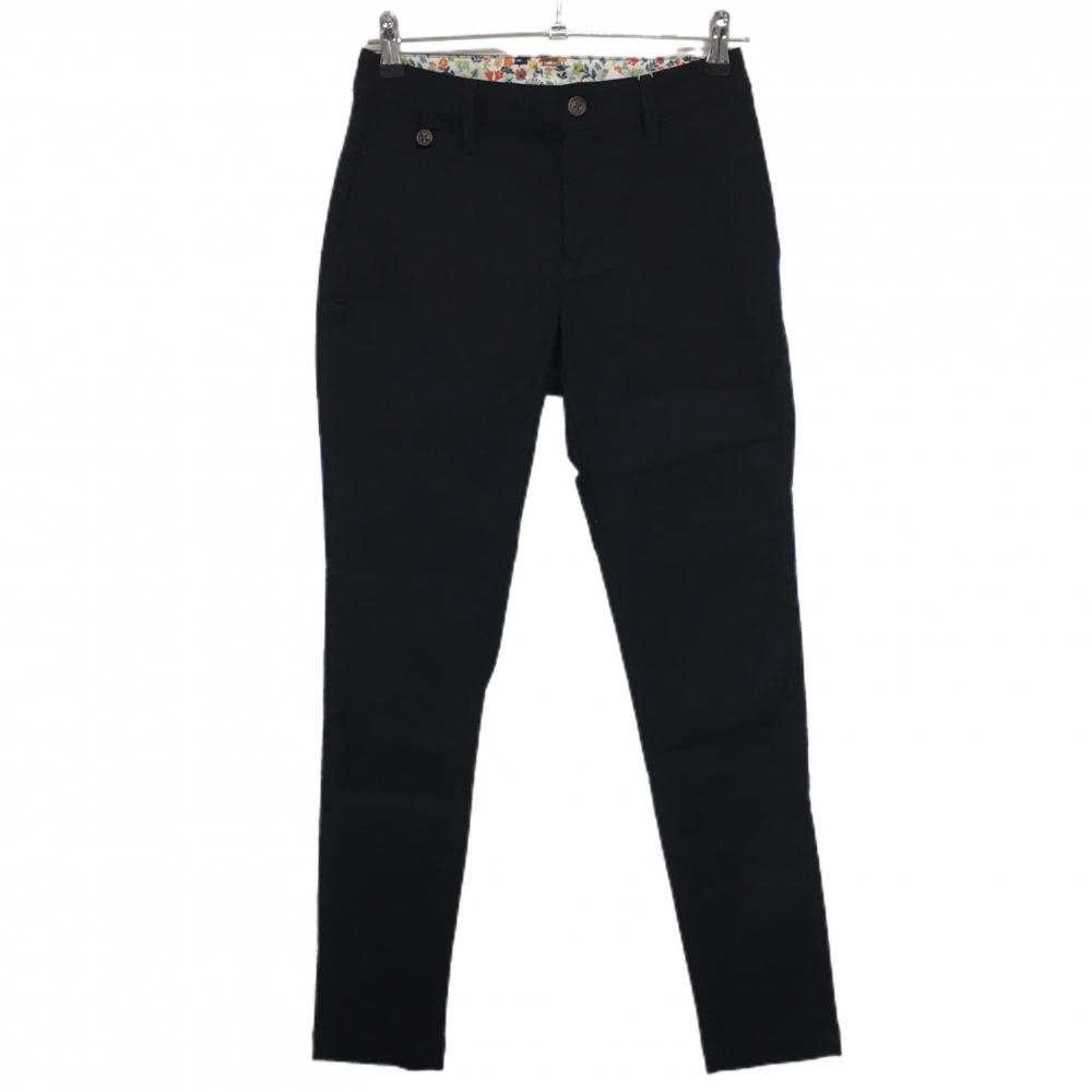 【新品】ジャックバニー パンツ ネイビー ベルト部内側花柄 ストレッチ  レディース 0(S) ゴルフウェア Jack Bunny