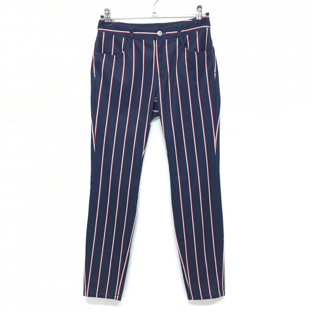 【美品】ジャックバニー パンツ ネイビー×白 ストライプ柄 レディース 1(M) ゴルフウェア Jack Bunny