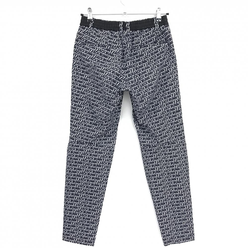 【美品】ジャックバニー パンツ 黒×白 ロゴ総柄 ウエストゴム レディース 1(M) ゴルフウェア Jack Bunny