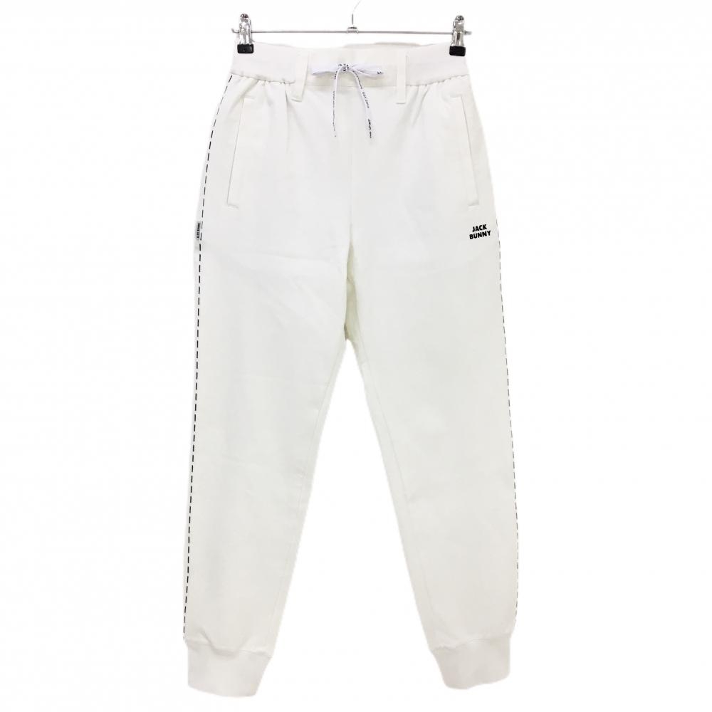 【美品】ジャックバニー ジョガーパンツ 白 ストレッチ サイドロゴパイピング  レディース 1(M) ゴルフウェア 2023年モデル Jack Bunny