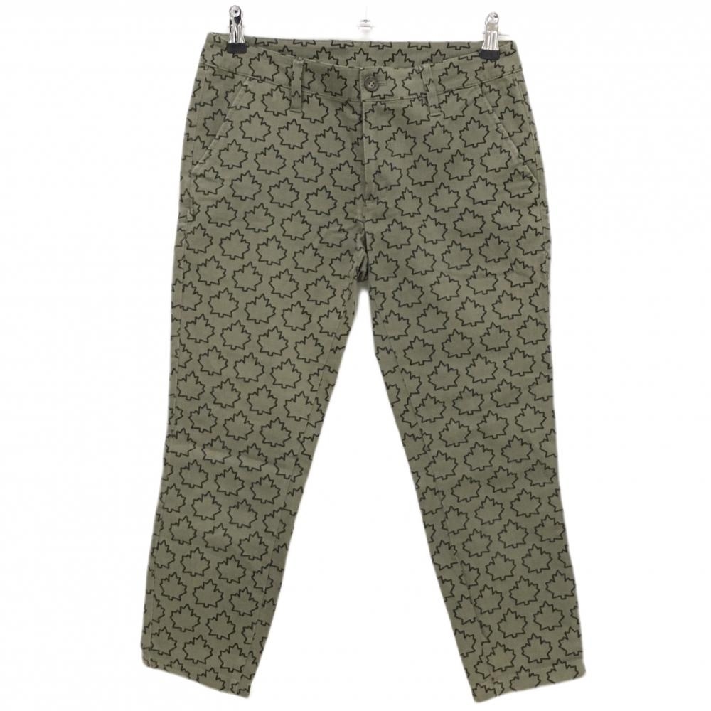 ジャックバニー 七分丈パンツ カーキ×黒 リーフ総柄  レディース 1(M) ゴルフウェア Jack Bunny