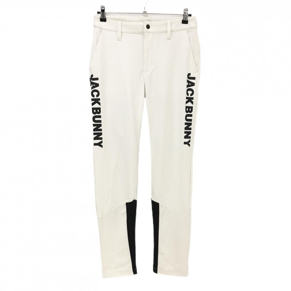 【超美品】ジャックバニー パンツ アイボリー×黒 下部サイドライン ストレッチ レディース 1(M) ゴルフウェア Jack Bunny