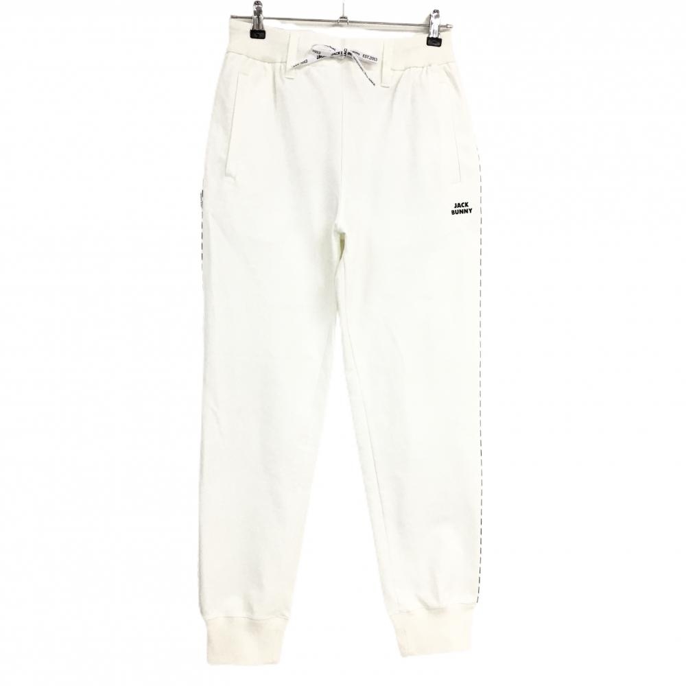 【美品】ジャックバニー パンツ 白 サイドロゴパイピング レディース 2(L) ゴルフウェア Jack Bunny