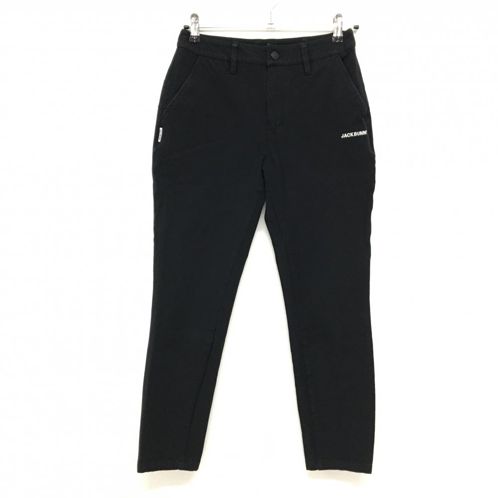 【美品】ジャックバニー パンツ 黒×白 コットン混 ストレッチ  レディース 1(M) ゴルフウェア 2024年モデル Jack Bunny
