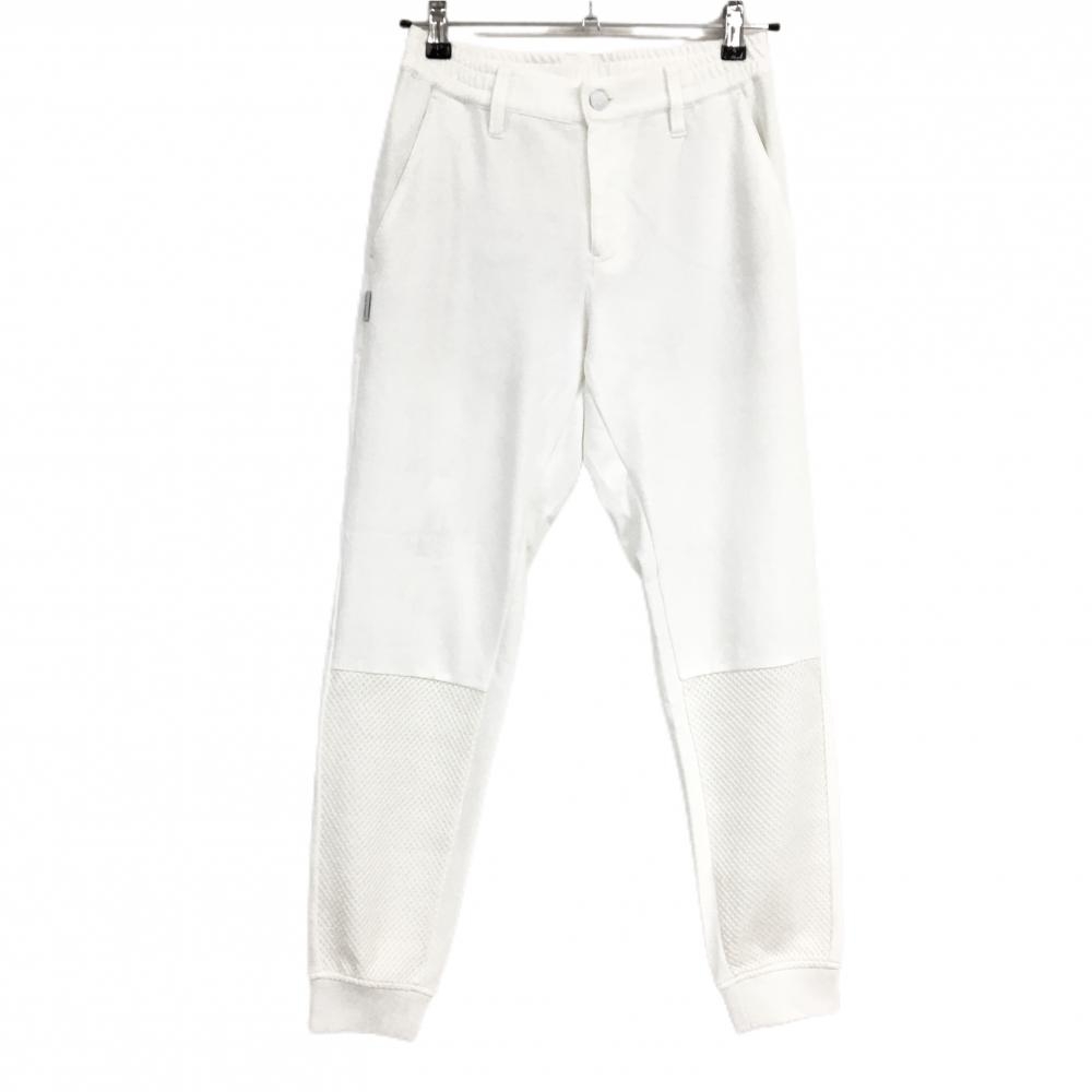 【美品】ジャックバニー ジョガーパンツ 白 裾一部メッシュ調 ウエスト一部ゴム  レディース 1(M) ゴルフウェア Jack Bunny