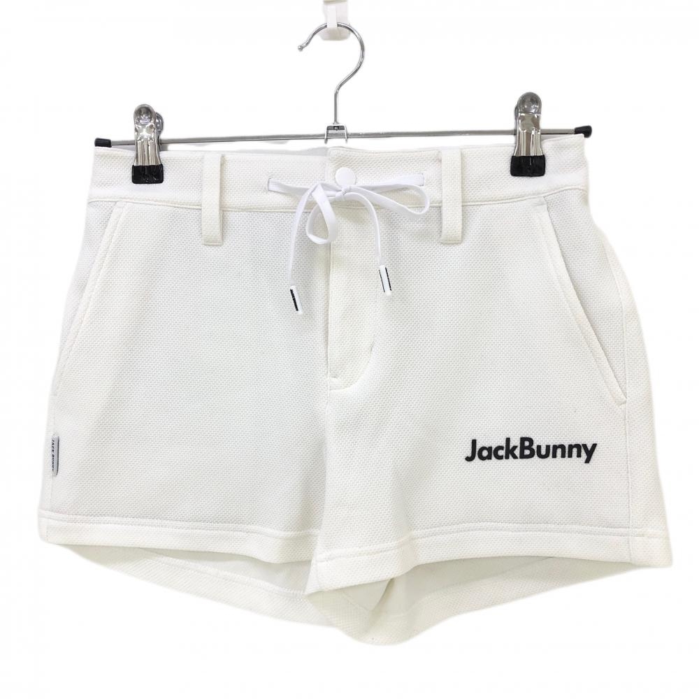 【超美品】ジャックバニー ショートパンツ 白 織生地 ウエスト調整紐 レディース 0(S) ゴルフウェア Jack Bunny 画像