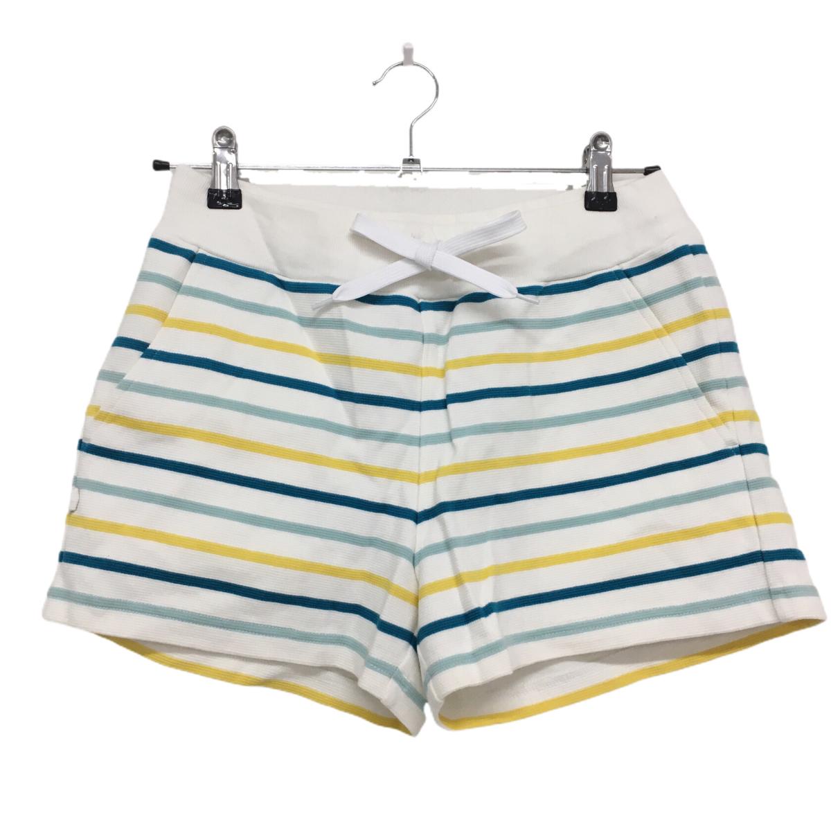 【超美品】ジャックバニー ショートパンツ 白×ブルー×イエロー ボーダー コットン100％ レディース 1 ゴルフウェア Jack Bunny