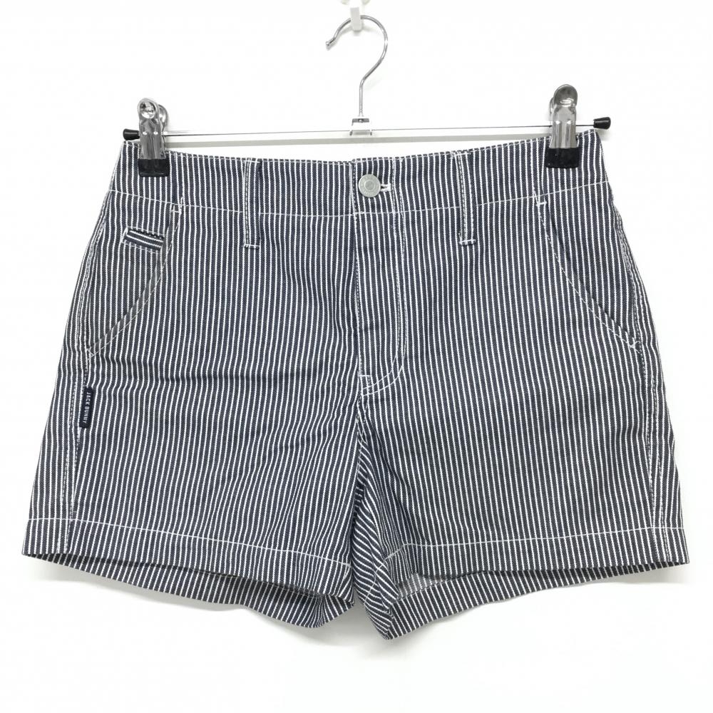 【美品】ジャックバニー ショートパンツ　ネイビー×白 ストライプ ヒッコリー レディース 0(S) ゴルフウェア Jack Bunny