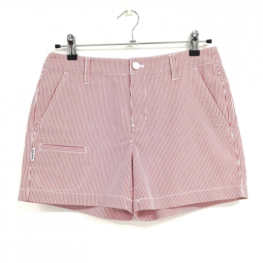 【超美品】ジャックバニー ショートパンツ レッド×白 ストライプ  レディース 2(L) ゴルフウェア Jack Bunny