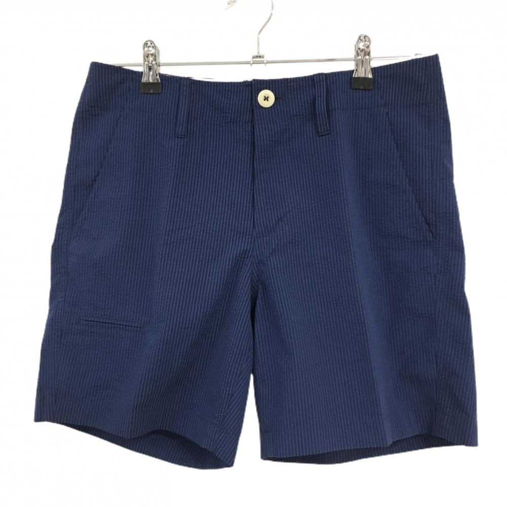 【超美品】ジャックバニー ショートパンツ ダークネイビー×ネイビー 細ストライプ サッカー生地 レディース 1(M) ゴルフウェア Jack Bunny