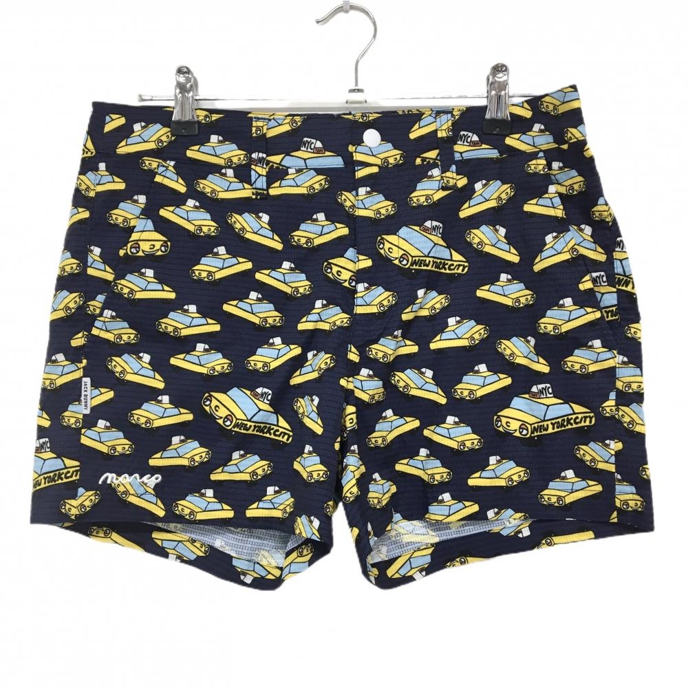 【超美品】ジャックバニー ショートパンツ ネイビー×イエロー タクシー総柄  レディース サイズ表記無し ゴルフウェア Jack Bunny