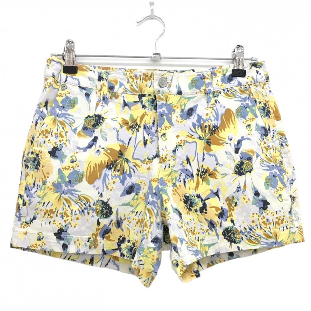 ジャックバニー ショートパンツ 白×イエロー 花柄 ストレッチ レディース 1(M) ゴルフウェア Jack Bunny