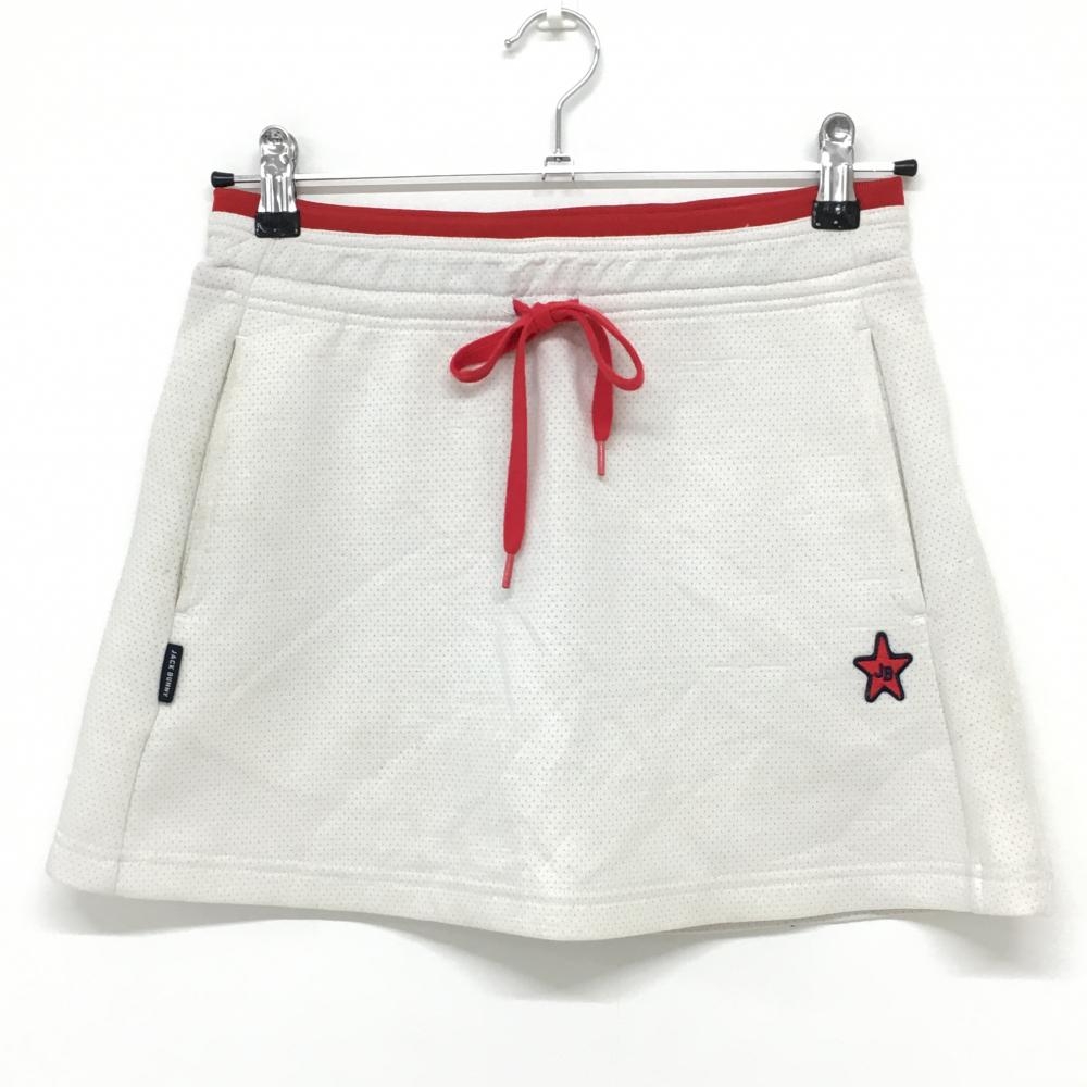 ジャックバニー スカート 白×レッド ウエスト調整紐 内側インナーパンツ  レディース 0(S) ゴルフウェア Jack Bunny