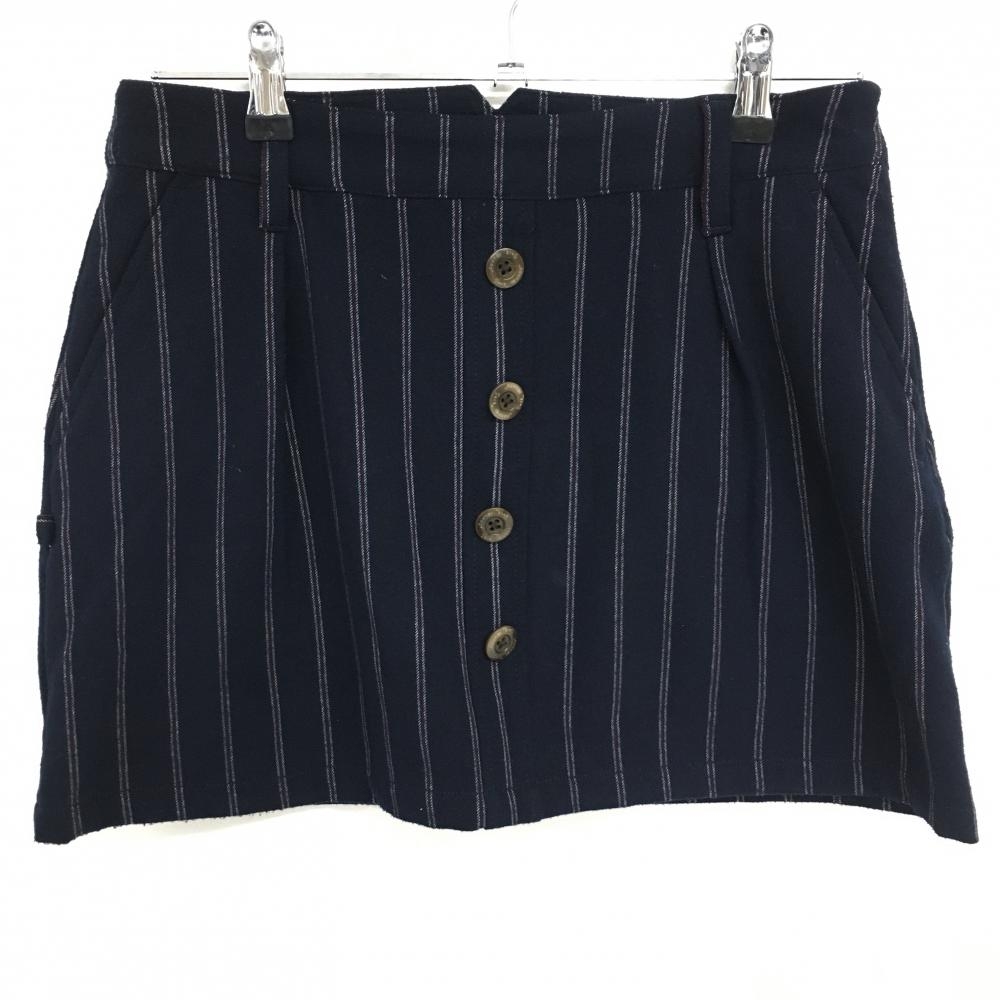 【超美品】ジャックバニー スカート ネイビー×ボルドー ストライプ 表微起毛 ストレッチ  レディース 1(M) ゴルフウェア Jack Bunny