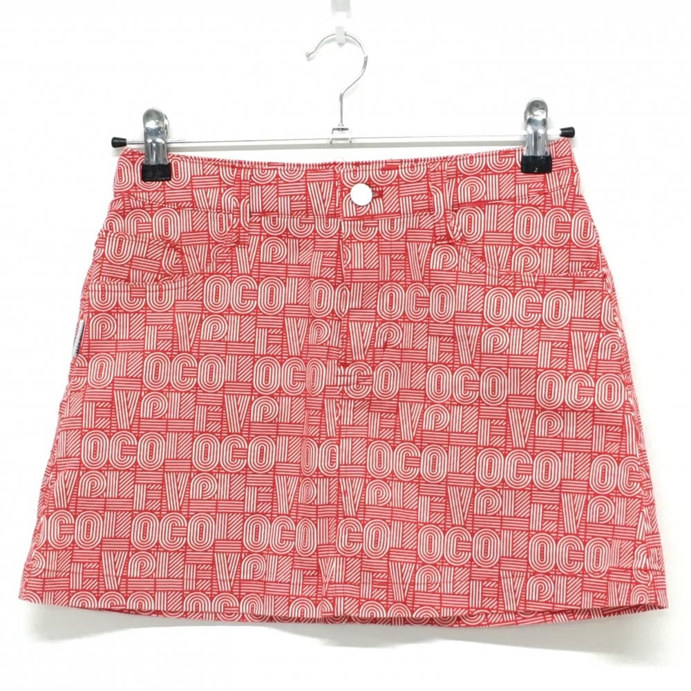 【超美品】ジャックバニー スカート レッド×白 総柄 内側インナーパンツ レディース 0(S) ゴルフウェア Jack Bunny