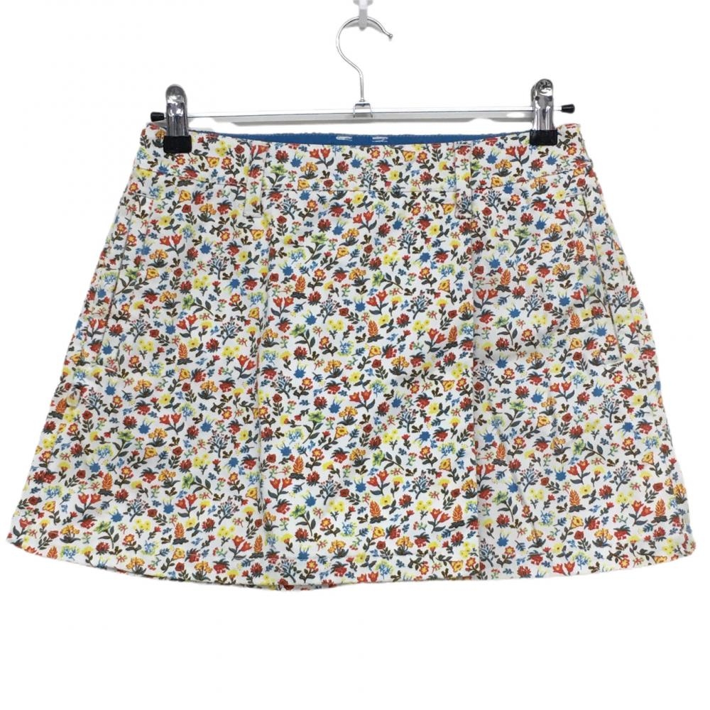 ジャックバニー スカート 白×レッド 花柄 内側インナーパンツ ポケット口汚れ レディース 1(M) ゴルフウェア Jack Bunny