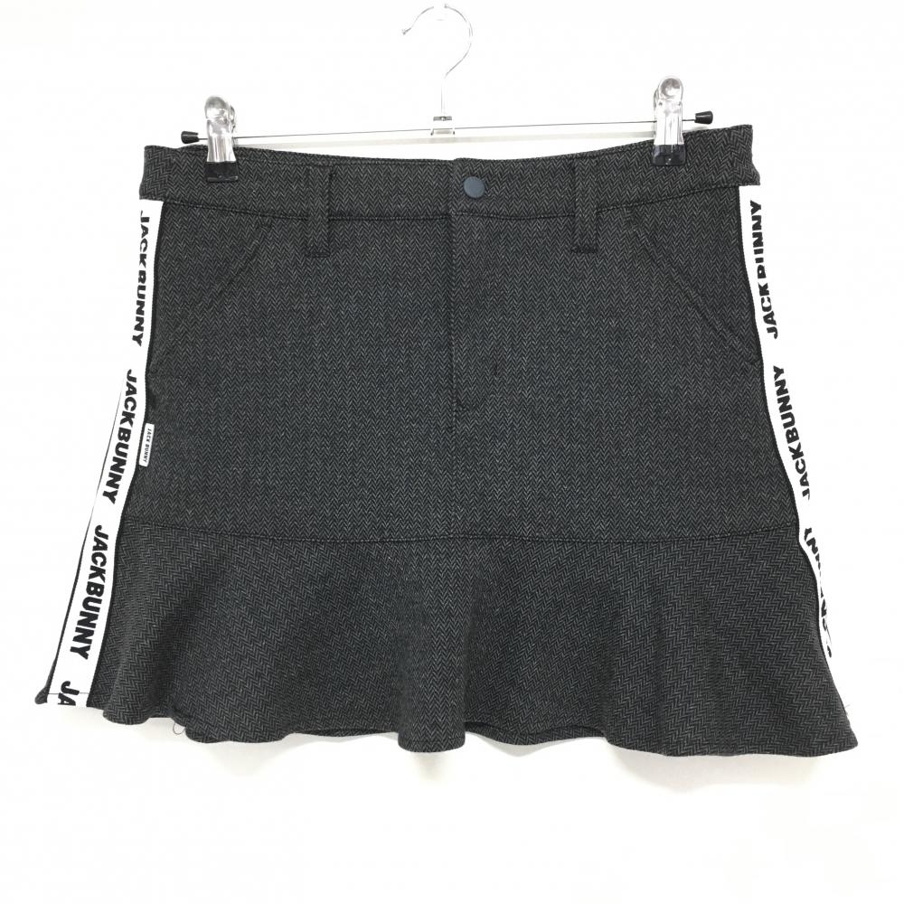 【超美品】ジャックバニー スカート グレー ヘリンボーン サイドロゴ レディース 1(M) ゴルフウェア 2022年モデル Jack Bunny