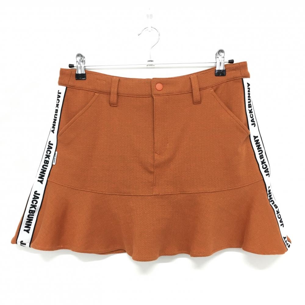 【超美品】ジャックバニー スカート オレンジ×黒 ヘリンボーン サイドロゴ  レディース 1(M) ゴルフウェア 2022年モデル Jack Bunny