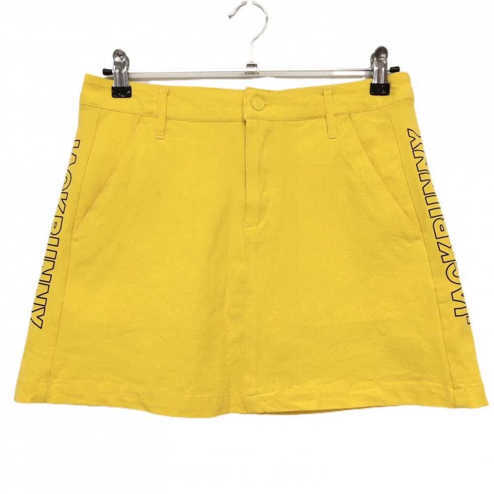 【美品】ジャックバニー ストレッチスカート イエロー×黒 サイドロゴ レディース 2(L) ゴルフウェア 2022年モデル Jack Bunny