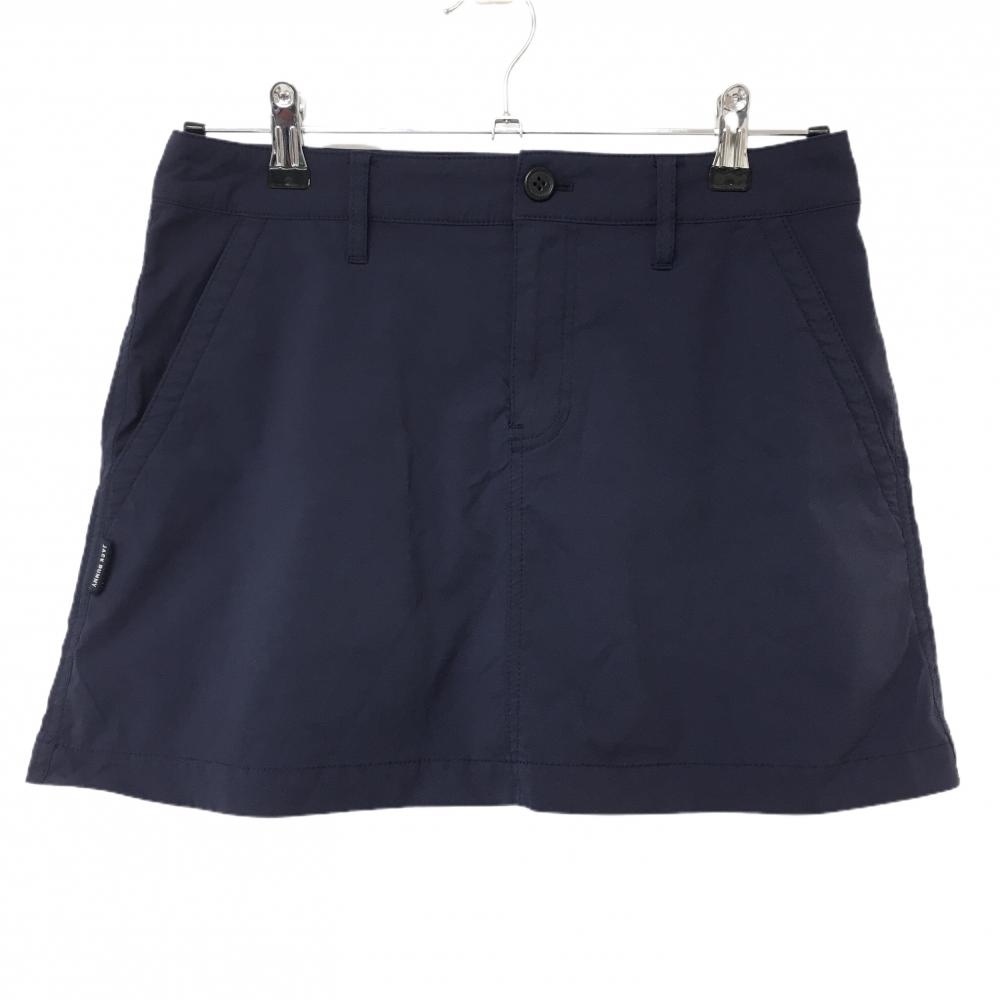 【美品】ジャックバニー スカート ネイビー シンプル バックロゴ 内側インナーパンツ ストレッチ レディース 2(L) ゴルフウェア Jack Bunny